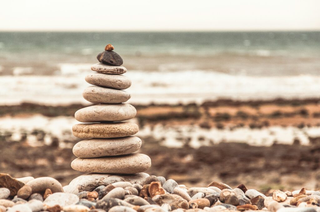 Stack of flat, smooth stones