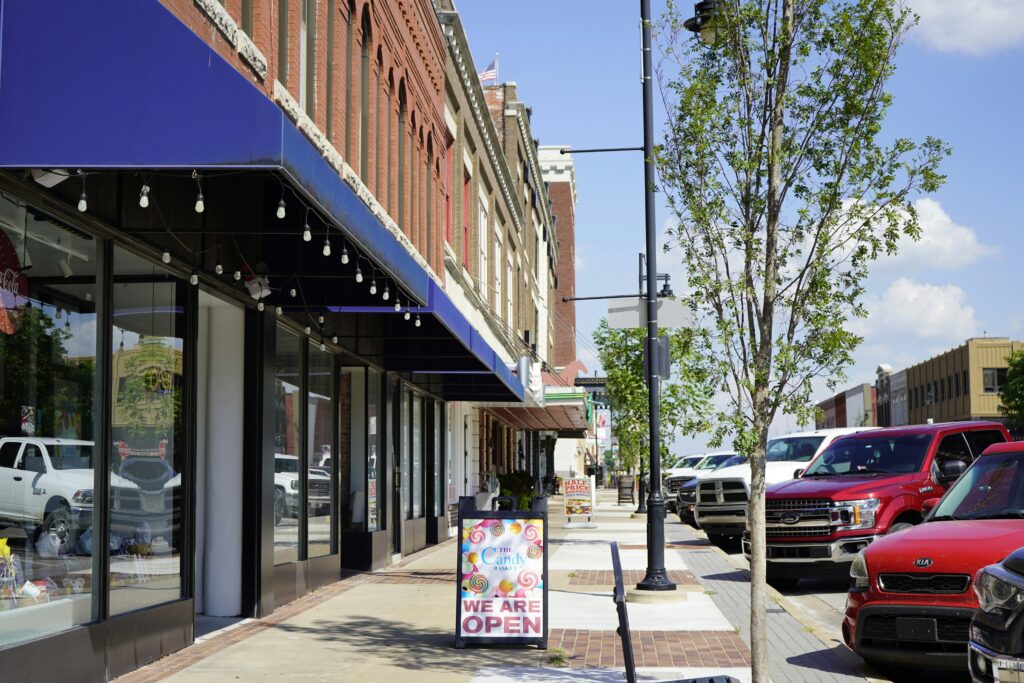 Downtown street of businesses